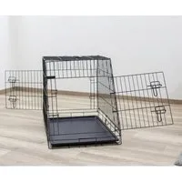 cage de transport métal pliante pour chiens et chats avec pan incliné