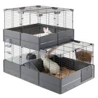 ferplast cage à lapins multipla double 107,5x72x96,5 cm noir