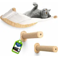 hamac pour chat avec escalier pour chat pour le mur [stable et grand] l'arbre à chat 2.0 | échelle pour chat avec espace de couchage | lit pour chat en bois naturel | 3 pièces