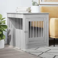 vidaxl meuble de cage pour chiens sonoma gris 64,5x80x71 cm
