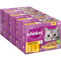 96x85g jumbopack whiskas 7+ senior sélection de volaille en gelée - pâtée pour chat