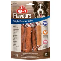 8in1 triple flavour ribs côtes à mâcher pour chien - 3 x 6 bâtonnets à mâcher