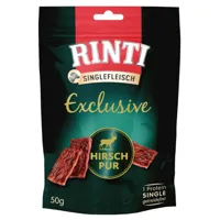 3 x 50 g rinti singlefleisch exclusive snack hirsch pur hundefutter