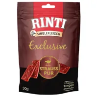 3 x 50 g rinti singlefleisch exclusive snack strauss pur hundefutter