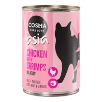 cosma asia en gelée 6 x 400 g pour chat - poulet, crevettes